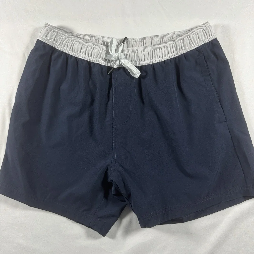 BYLT‎ Premium Basics Swim Trunks Mens Large Navy Blue Grey Contrast Board Shorts